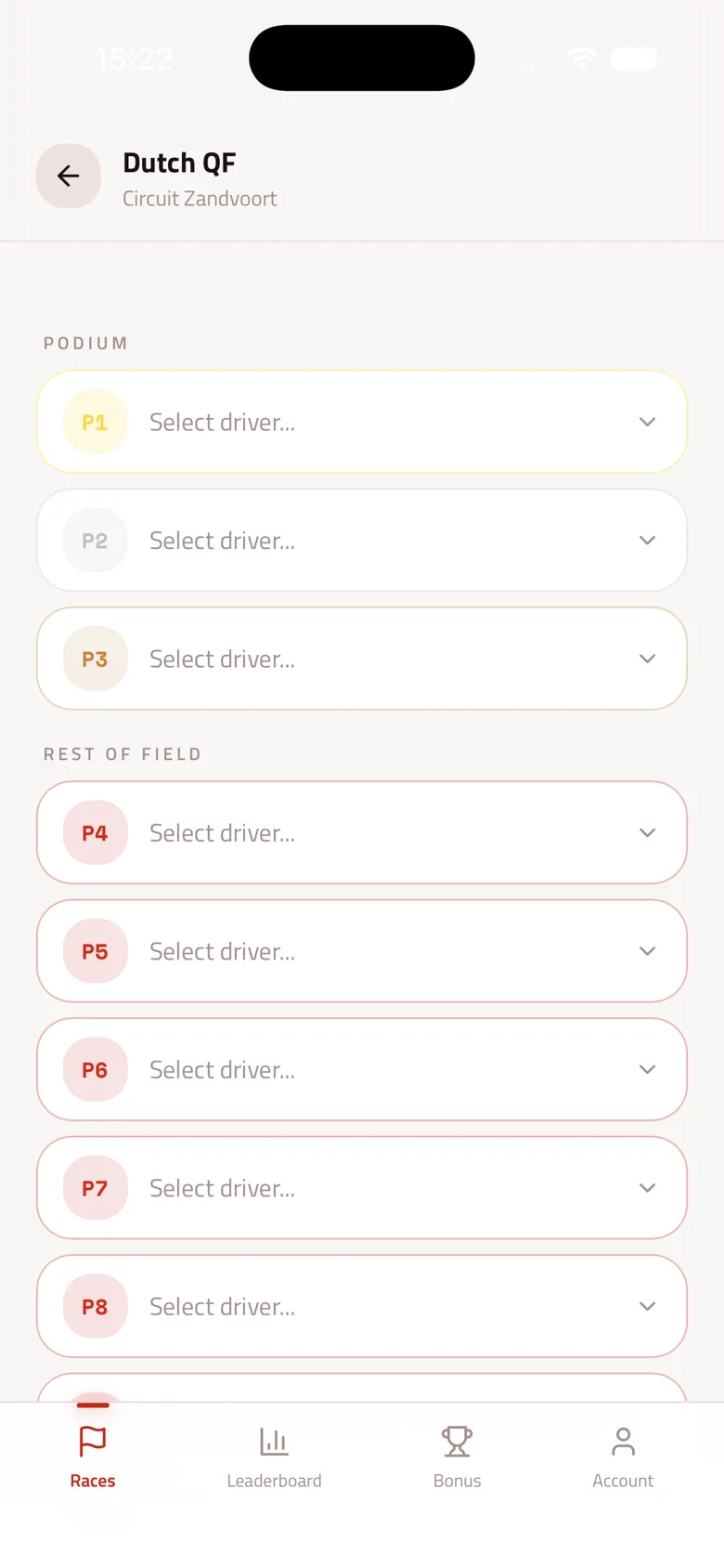 GridGuess Screenshot 3: Startaufstellung tippen