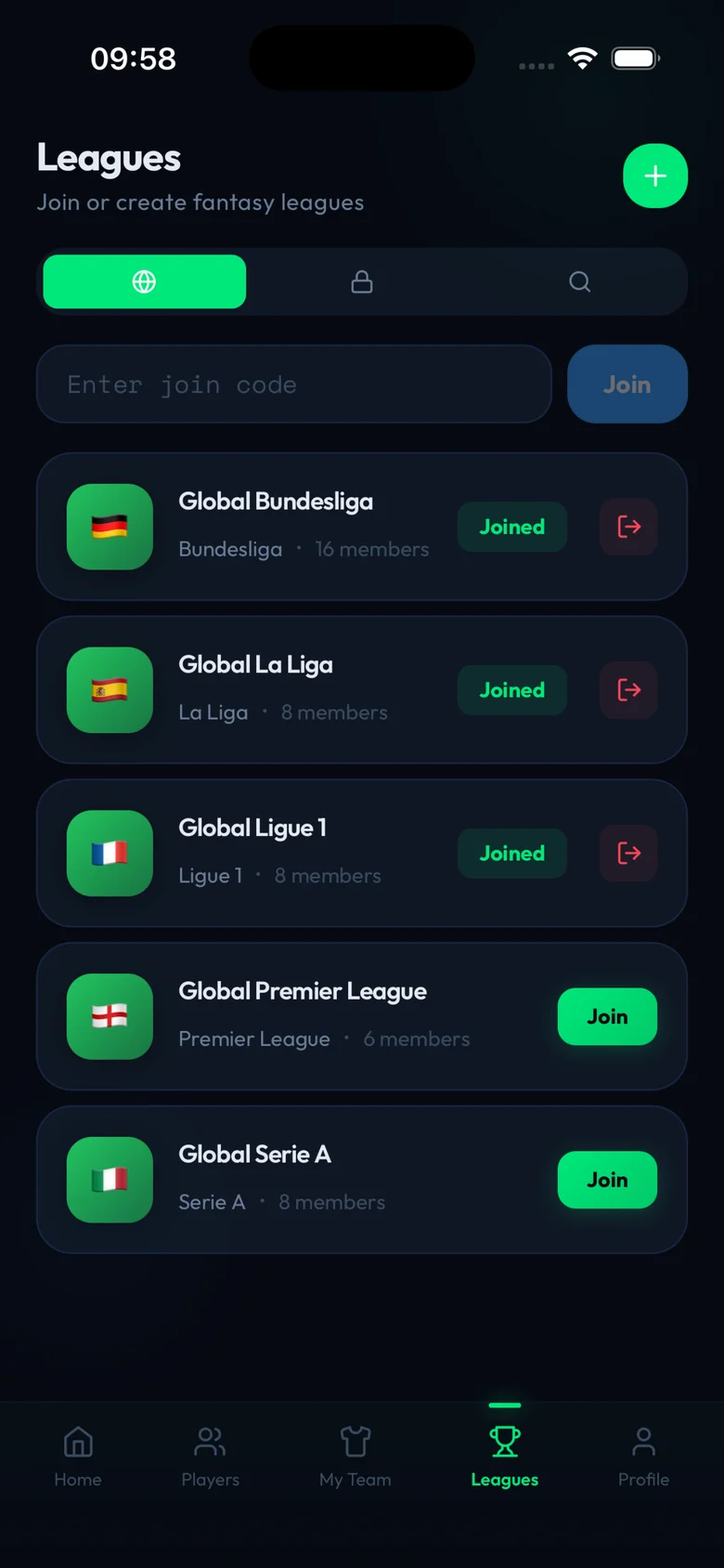 Pick11 Screenshot 3: Leagues