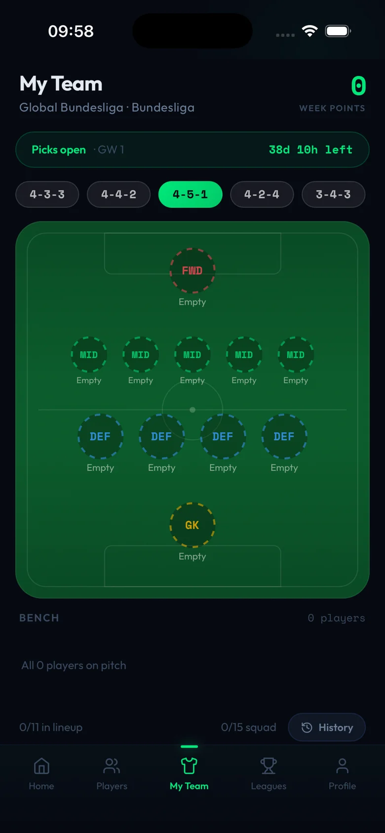 Pick11 Screenshot 4: My Team