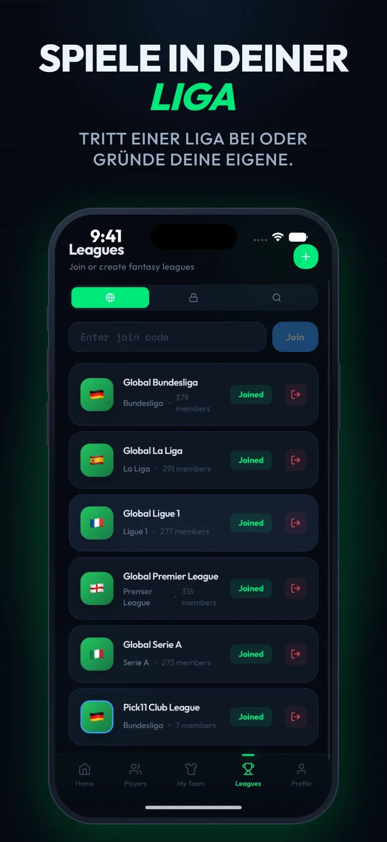 Pick11 Screenshot 3: Spiele in deiner Liga